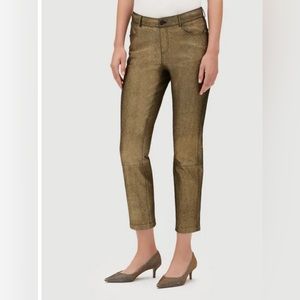 Lafayette 148 Leather STRETCH SHIMMER SUEDE CROPPED MERCER PANT